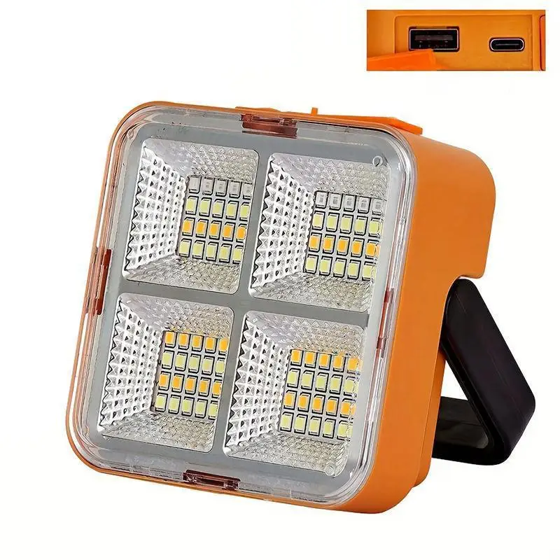 Outdoor Portable LED Floodlight with Magnetic Suction Mini Solar Rechargeable Multifunctional Searchlight USB Rechargeable Portable Emergency Light fo