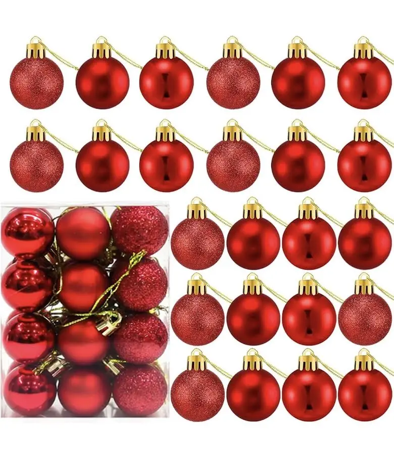 24 Count Small Red Christmas Ornaments