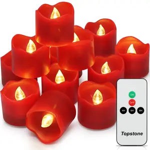 Topstone Remote Control Led Tealight,CR2450 Battery Powered Flameless Candle with Timer,Electric Fake Votive Candlelight  for Home, Christmas Decoration,Pack of 12 Christmas Decor Lamp