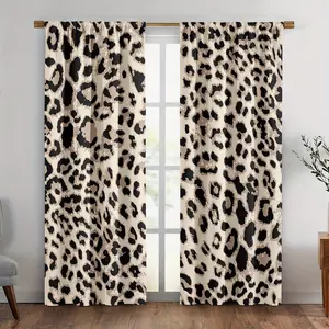 2 Piece Leopard Print Curtains Set, Insulating Half-Privacy Design, Thermal Insulated Window Curtain, Ideal for Bedroom Kitchen Living Room, Apartment Balcony, Room Decor Curtain