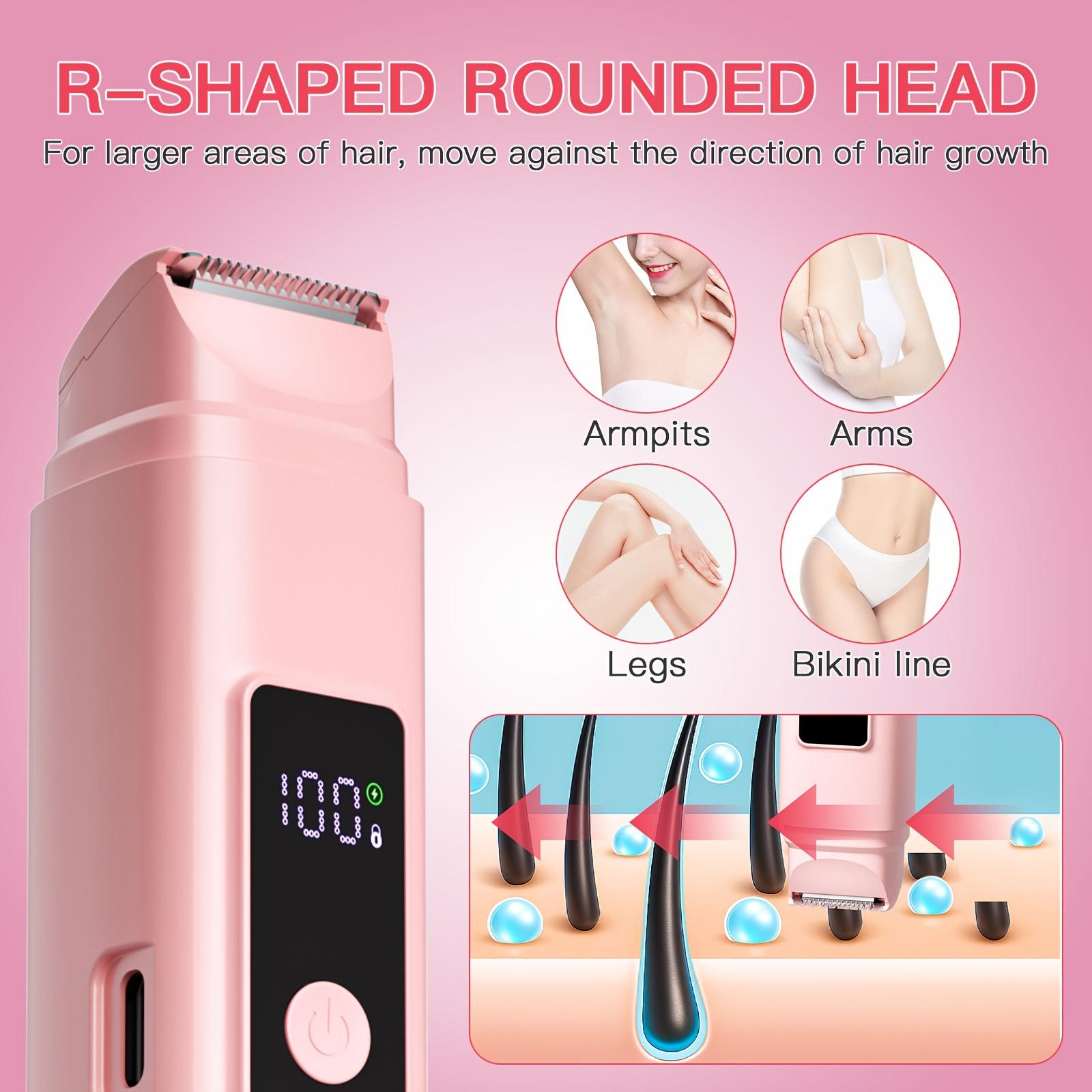 2-in-1 Bikini Trimmer for Women, Bikini Shaver with Dual Heads, Body And Facial Hair Removal, Cordless Electric Razors for Face Chin Pubic Underarm Legs, Pink