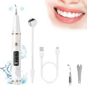 Electric Ultrasonic Tooth Cleaner – 5-Level Dental Plaque & Tartar Remover with LED Light, Waterproof Rechargeable Oral Care Tool for Teeth Whitening, Stain Removal, Bad Breath & Gum Health at Home