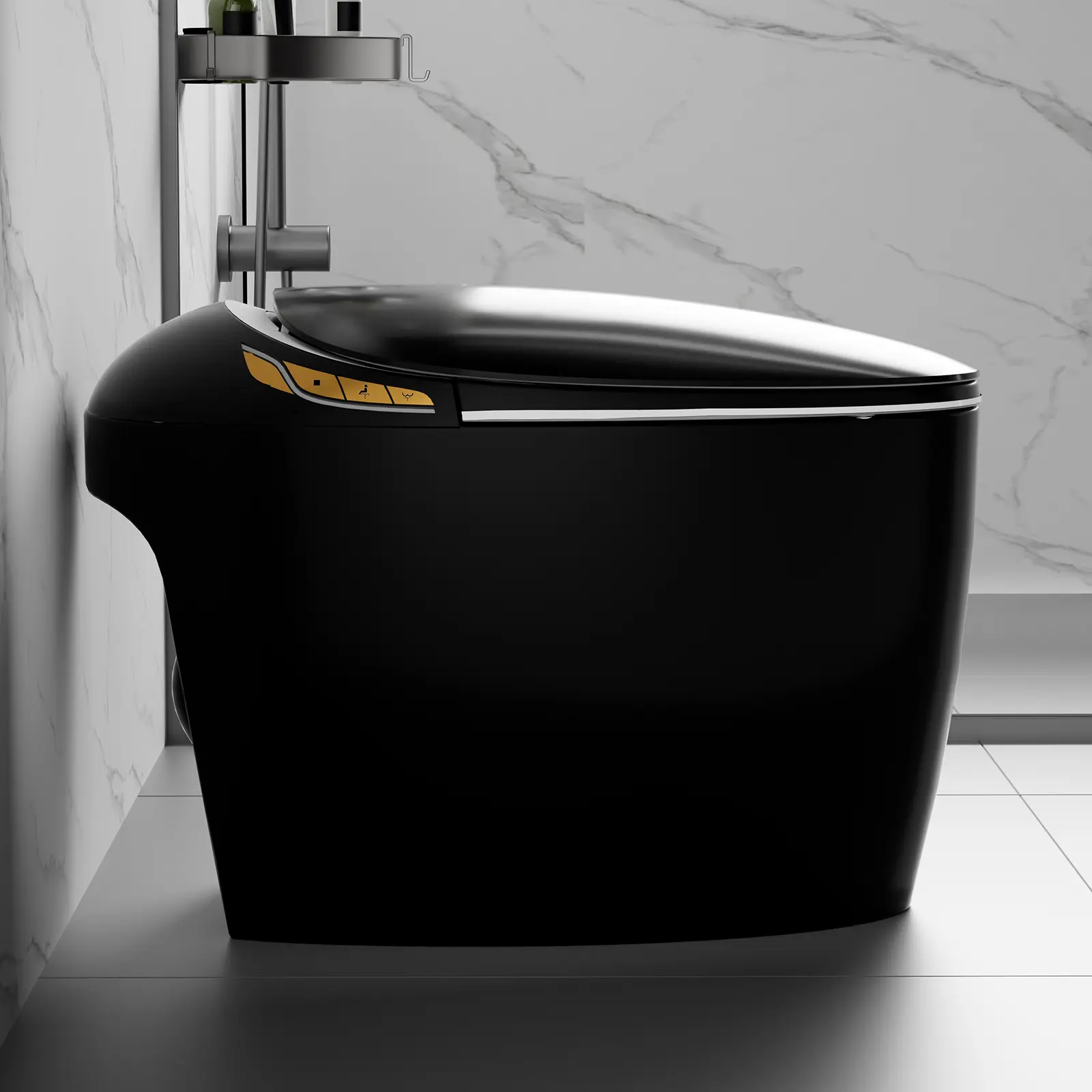 Bellemave 1-Piece Smart Toilet with Built-In Bidet, Auto-Open Close Seat, Ft Sensor, LED Lights, Night Light, Warm Water & Dryer for Modern Bathrooms, One Piece