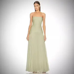 2024 Russian European and American Women's Fashion Cross-Border Hot-Selling Fashion Casual Ribbed Strapless Pleated Dress