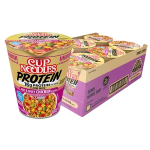Spicy Chicken Protein Ramen Noodle Cups (6 Pack, 2.54 oz Each) – Instant Noodles with Bone Broth, 16g Protein, Quick Easy Meal, High Protein Snack