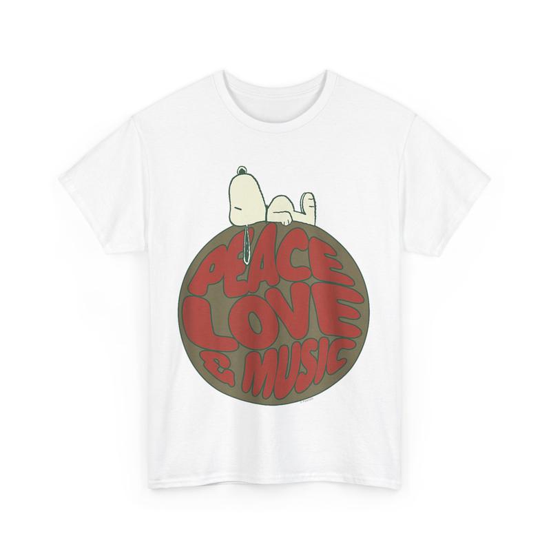 Peanuts Woodstock 50th Anniversary Peace Love and Music Unisex T-Shirt Full Color