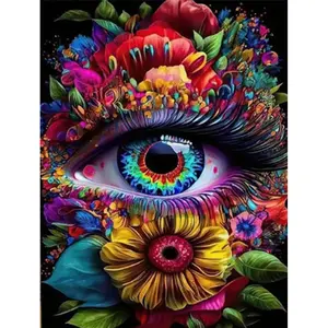 1 Pcs Eye Covered with Flowers, 16x20 Inch, Frameless, Suitable for Art Students DIY Digital Painting Kit, Professional Paintings, Paint by Numbers, Handcraft Art Set, Acrylic Painting, Handcrafted Acrylic, Art Supplies, For Home Wall Decoration and Gifts