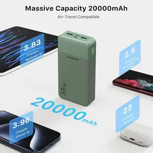 JUOVI Portable Power Bank 20000mAh, 35W with Fast Charging, LED Display for iPhone 16, 15, 14, Galaxy,Tablet, and Switch - Black Smartphone Cable