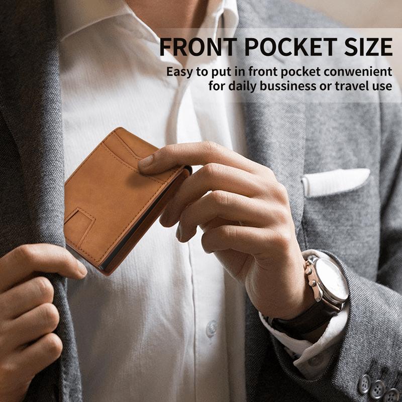Minimalist Wallet for Men-Men's Slim RFID Blocking Smart Wallets with Money Clip,Metal Aluminum Pop Up Credit Card Holder, Front Pocket Thin Wallet,Birthday Anniversary Gifts for Mens