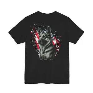 German Shepherd Graphic Tee Patriotic T-Shirt for GSD Lovers Fabric Menswear Crew Neck Fitted Short Sleeve Casual Rock Summer Medium Layer Garment Set