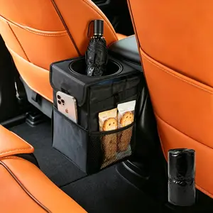 【FathersDayGift】Car Trash Can with Lid - Leakproof Trash Bin Car Garbage Can, Collapsible Automotive Truck Organizer and Storage Bag Car Accessories for Women Men Road Trip Essentials