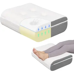 baibu Leg Elevation Pillow, Dual-Layer Foam Wedge for Legs and Knee Support, Feet Elevation Pillow for Sleeping, Blood Circulation & Swelling Relief, White
