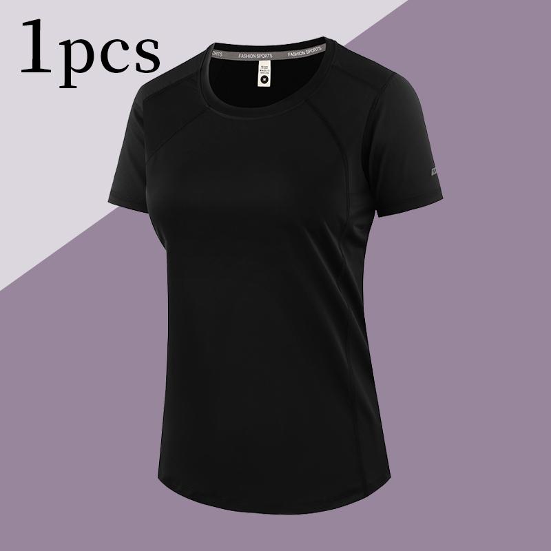 Women’s summer quick-dry sports T-shirt, breathable short-sleeve for yoga and running, high stretch quick-dry fabric with rapid moisture absorption and sweat release; suitable for yoga, running, fitness, and everyday casual wear—a versatile wardrobe stapl