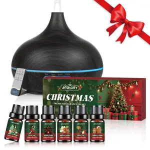 Aeshory Christmas Essential Oil Diffuser Set with 550ml Capacity, 7 Color Lights, 2 Mist Modes, Remote Control, Ultra Quiet, BPA-Free for Home & Office Aroma Therapy