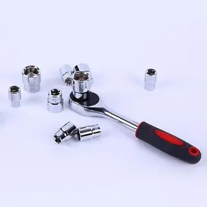 1/4 Inch Drive Socket Wrench Ratchet Set, 10pcs Metric Small Sockets (4-13mm) with 2 Way Quick Released Ratchet Handle and Extension Bar for Automotive & Home Repair