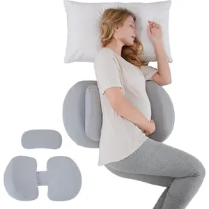 Pregnancy Pillows for Sleeping, Memory Foam Maternity Pillow with Cooling Pillowcase, Support for Back Belly HIPS, Portable& Adjustable Travel Wedge Pillow for Pregnant Women Grey