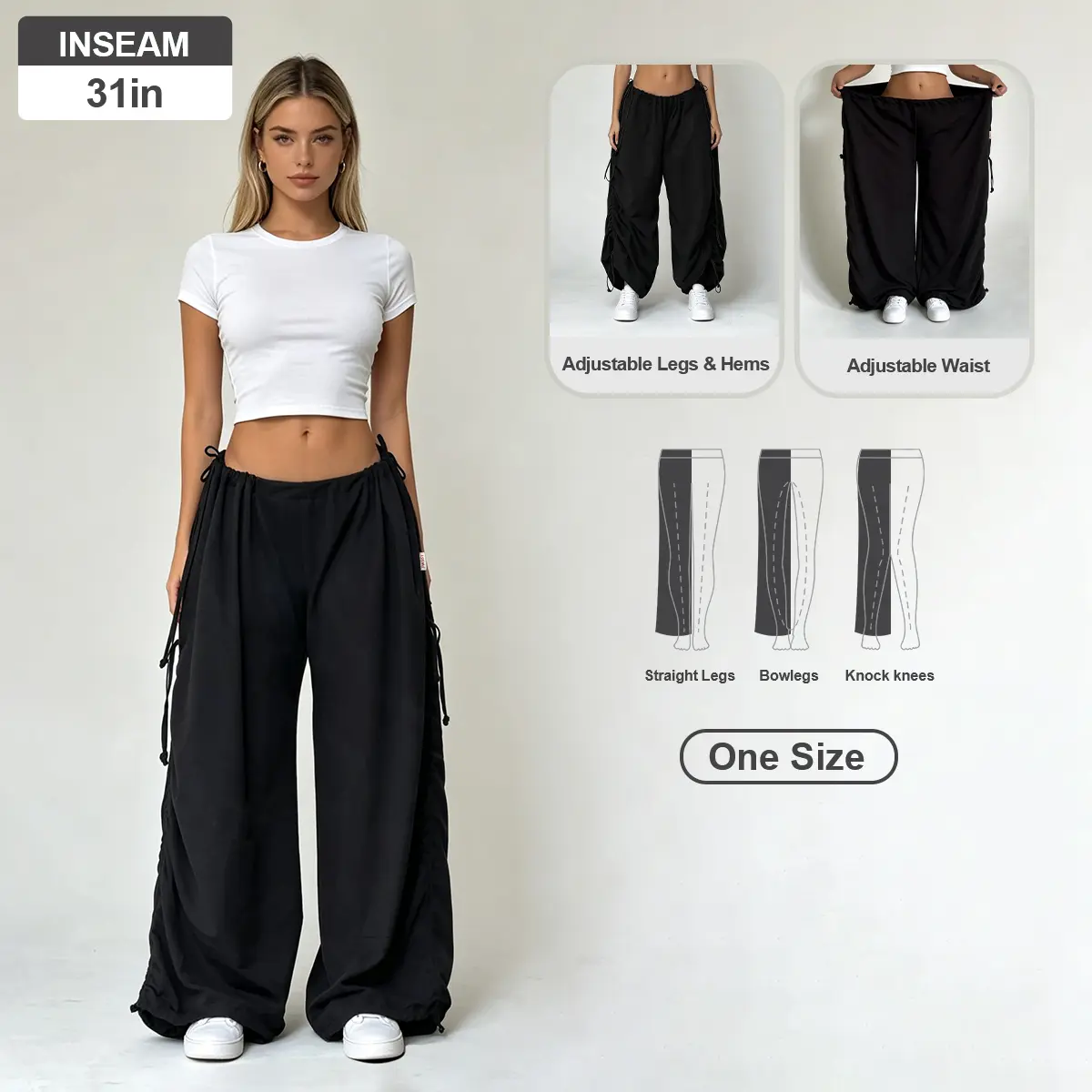Pwest NYC Super Big Infinity Pants — 4 Ways to Wear, Adjustable Fit, Pockets, Comfort Daily Wear-Spring Summer
