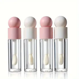 1pc 5ml Lip Gloss Tube Matte Pink Clear Thick Rod Large Brush Head Bottle Makeup Mud Packaging Empty Cosmetic Material Wholesale