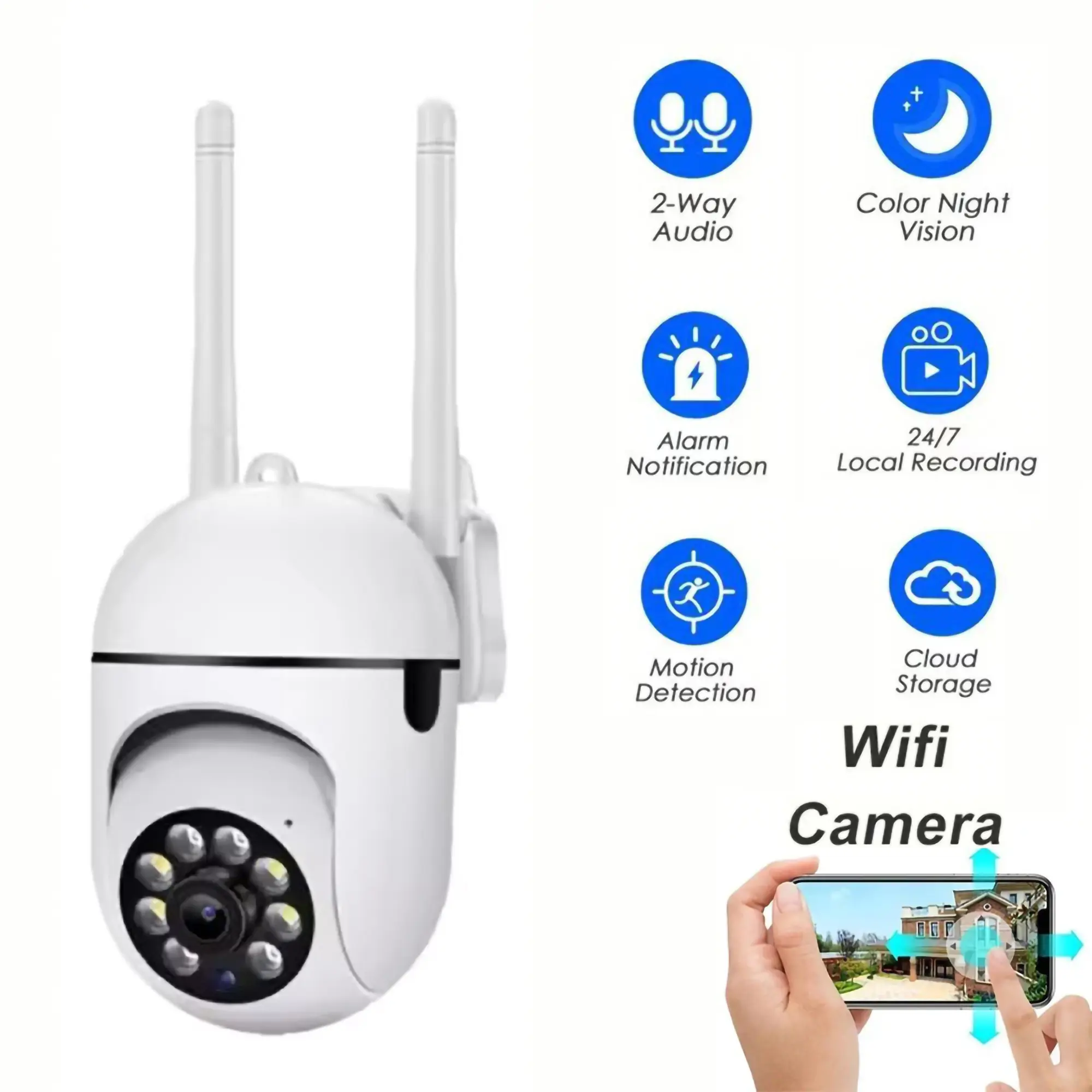 Smart WiFi Security Camera - Full-Color Night Vision, 2-Way Audio Remote Calls, Motion Detection, Abnormal Alerts, Easy Installation, Home & Office Surveillance for Baby Care