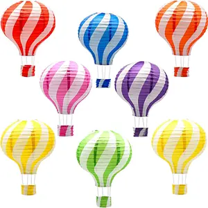 8 Pcs Hot Air Balloon Paper Lanterns, 12 Inch Hanging Ceiling Decor in 6 Vibrant Colors - Reusable Party Decorations for Baby Shower, Birthday, Easter, Graduation, Wedding & Classroom