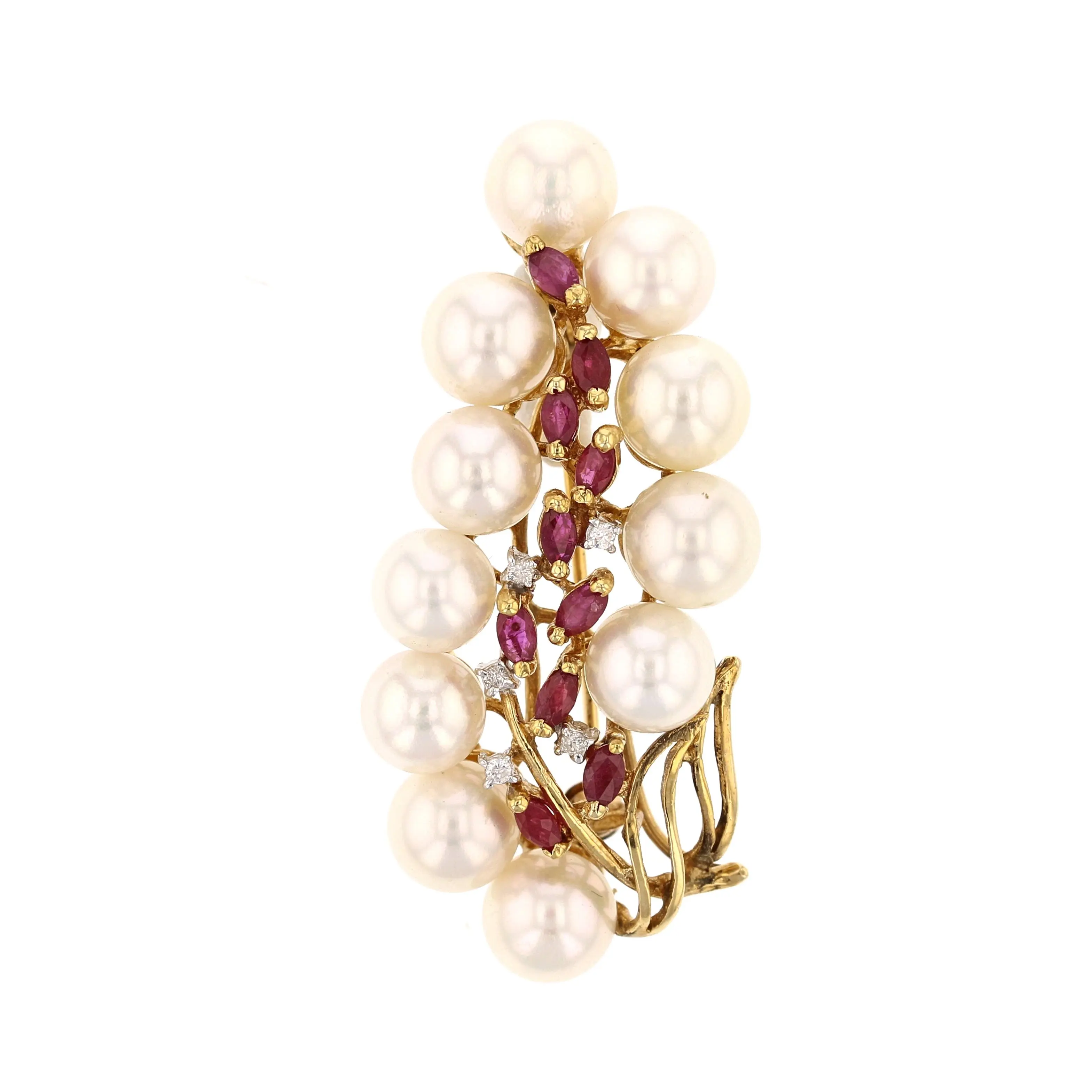 Pearl, Ruby & Diamond Brooch Pearl, Ruby & Diamond Brooch