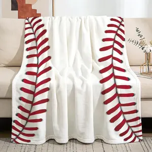 Cute Baseball Texture Throw Blanket Warm Lightweight Soft Cozy Warm Home Decoration 50"x60" for Child
