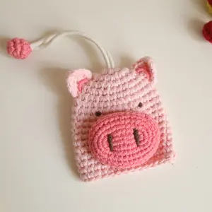 Cartoon Cute Knitted Key Bag Handmade Knitted Key Protector Women's Anime Car Key Bag Finished Product
