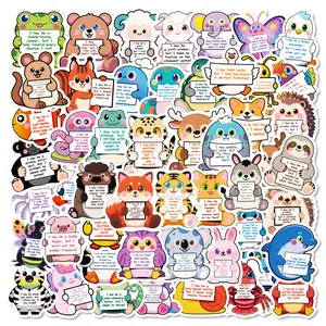 56 cute cartoon animal doodle stickers with text cards for creative decoration