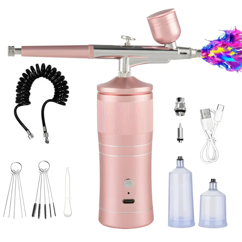 Airbrush Pen Kit With Compressor, Portable Rechargeable High Pressure Air Brush Set Cordless Airbrush Kit with 0.3mm Nozzle for Painting, Doodling, Cake Decor, Makeup, Modeling