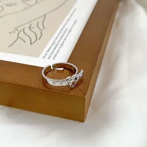 Fashionable and personalized love belt buckle ring niche design opening adjustable retro daily finger jewelry