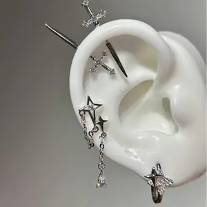 1 Pcs Excalibur Demon Sword Ear Studs Surgical Steel Anti-Allergic Wing Earrings for Helix Conch Cartilage Piercing Jewelry