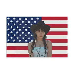 Chaewon Le Sserafim Cowgirl Hat Flag Banner, Chaewon American Tapestry, Chaewon Unforgiven Horse Outfit, Chaewon Cute Hat Flag,Kpop Fan Gift