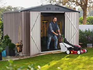 【1/2 Packages Shipping】Aecojoy Storage Shed, Metal Sheds & Outdoor Storage Clearance, Utility and Tool Garden Shed with Lockable Doors for Backyard, Patio, Outside Use Sturdy Durable