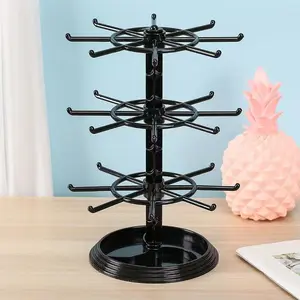Multi-layer Rotating Jewelry Rack Earring Holder Hanging Jewelry Hair Tie Desktop Organizer Storage Rack Keychain Hanger