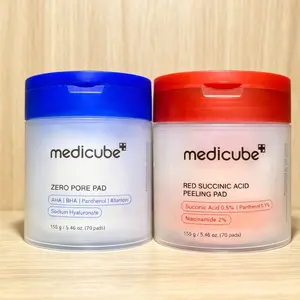 Medicube  Facial Toner Pads Combo, Zero Pore Pad & Red Succinic Acid Peeling Pad, Double Sided Pre-Soaked Exfoliating Cotton Sheets, 70 Pads Each