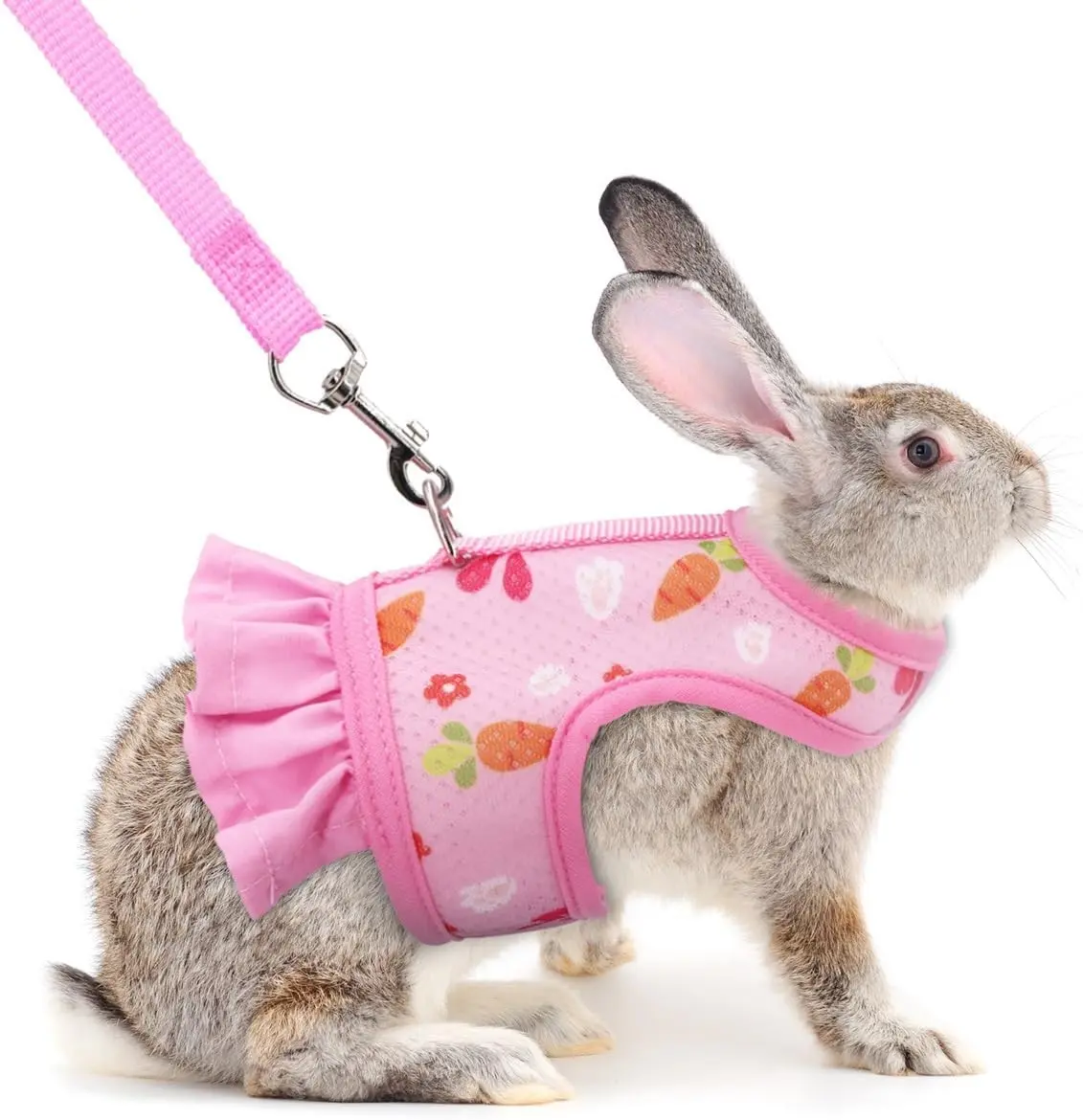 Cute Bunny Harness and Leash Set, Breathable Rabbit Harness for Small Pets | Lightweight Escape-proof Design for Daily Outdoor Walking, Safety Buckle, Fit Young Rabbit Guinea Pig Ferret & Small Animals