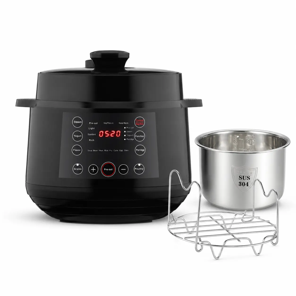 Black 6Qt Electric Pressure Cooker, 10-in-1 Programmable Multi Cooker for Rice, Steam and Family Meals, Practical Kitchen Gift for Wife, Parents, Wedding, New Home and Apartment