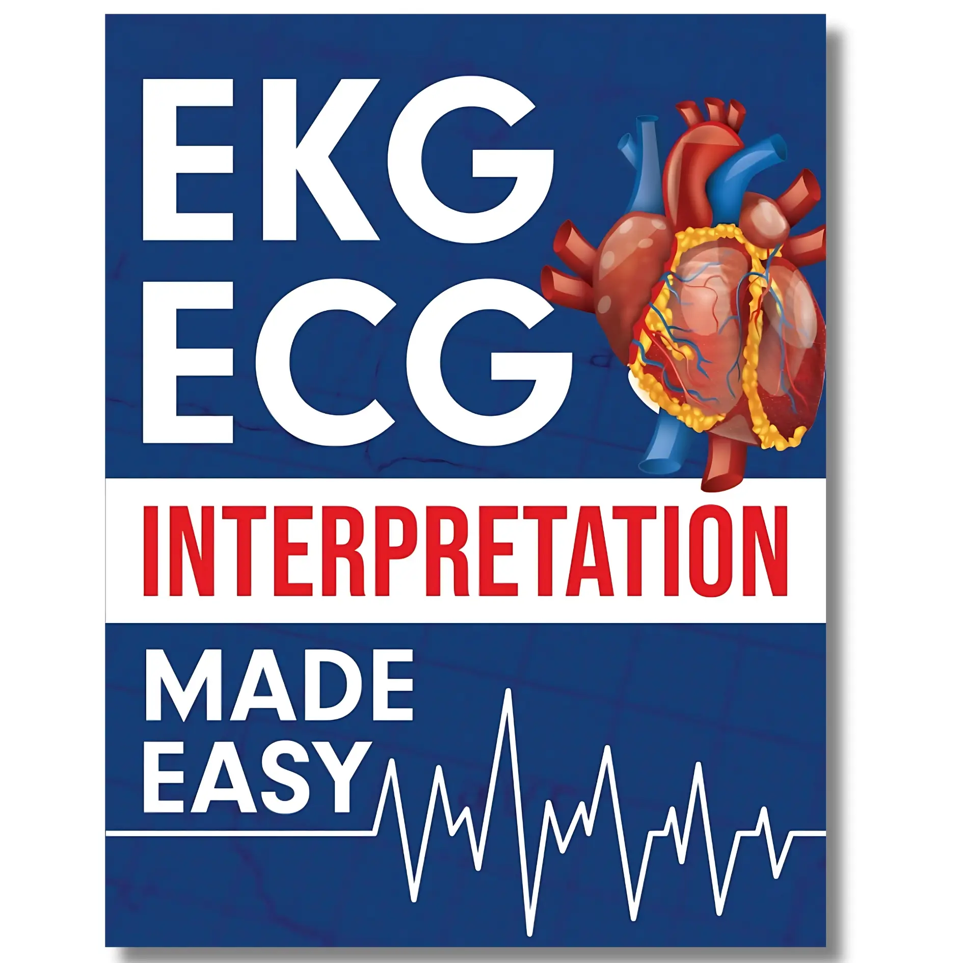 English EKG-ECG Interpretation Illustrated English Paperback - Science Book, Learning Books Easy-Learn Guide for Medical Students to Read, Interpret ECG Strips