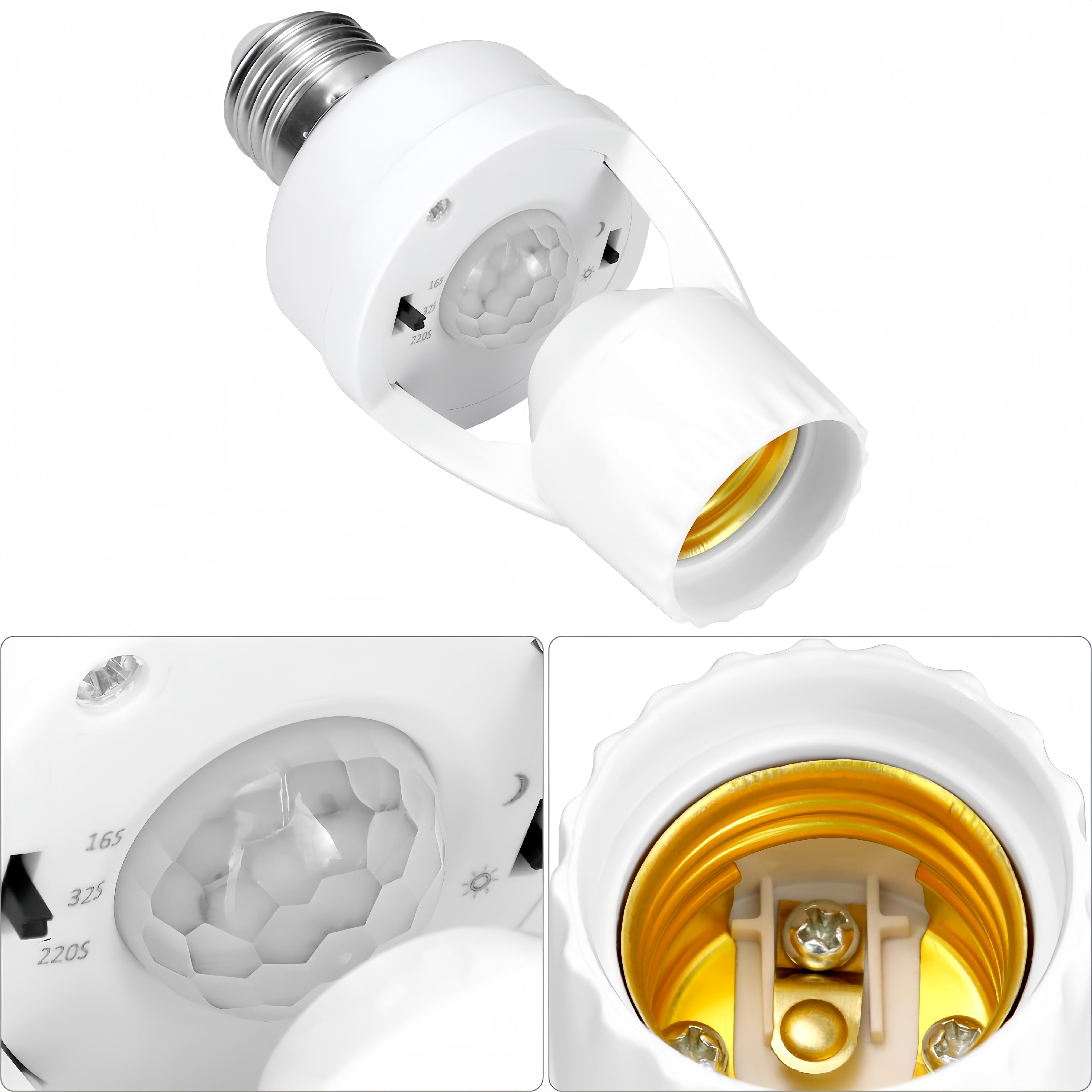 E26/E27 Smart Motion Sensor Light Socket – Auto On/Off Bulb Holder Adapter, Ideal for Garages & Storage Areas motion sensor light socket, screw-in motion sensor socket, light sensor socket, motion sensor bulb adapter, smart light socket,