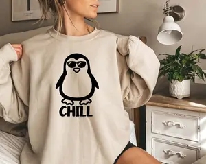 Penguin Chill Sweatshirt, Penguin Sweatshirt, Animal Lover Sweatshirt, Animal Lover Shirt, Animal Gift, Penguin Lover Gift