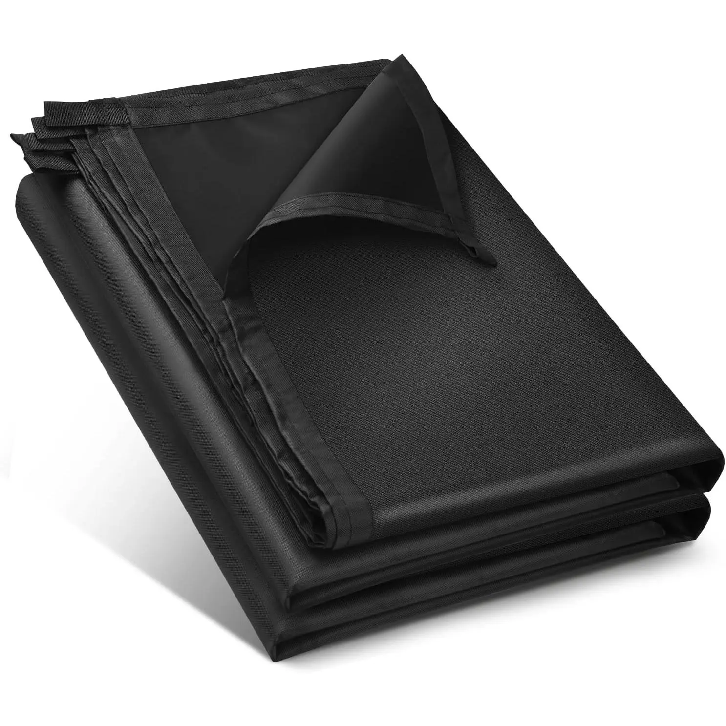 Heavy-Duty Polyester Oxford Tarpaulin, 5x10ft Waterproof Black Tarp with Reinforced Webbing Loops & Webbed Edges - Lightweight, Compact Fold, Wear-Resistant Outdoor Shelter for Camping, Boat Cover - Sun Protection, Utility, Compact Storage