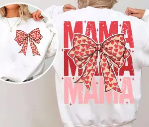 Mama Sweatshirt, Retro Mama Coquette Heart Bow Shirt, Mother Day Gift, Mama Shirt, Love Shirt, Mother Gift