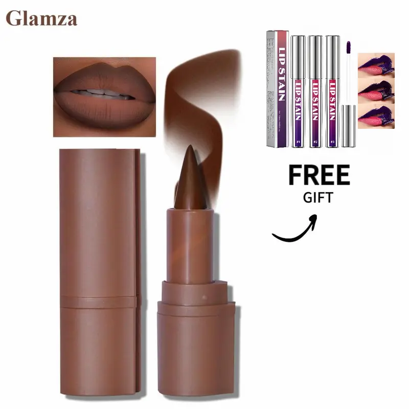Glamza 2-in-1 Lip Liner and Lipstick Lip Combo Set, Matte Nude Dark Brown Red Lip Liner Creamy Lip Pencil Crayon, High Pigmented Long lasting Lipstick Makeup, 06# Coffee Bean
