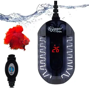 Hygger Mini Glass Aquarium Heater Adjustable LED Digital Temperature Display Small Tank Heater for Turtle Betta Fish Bowl with Protective Guard