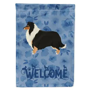 212 MAIN Rectangular Polyester Collie Welcome Garden Flag, 11x15 in, 0.01 in Thick, Weatherproof, Double-Sided, Fade-Proof Outdoor Garden Accessories Decor