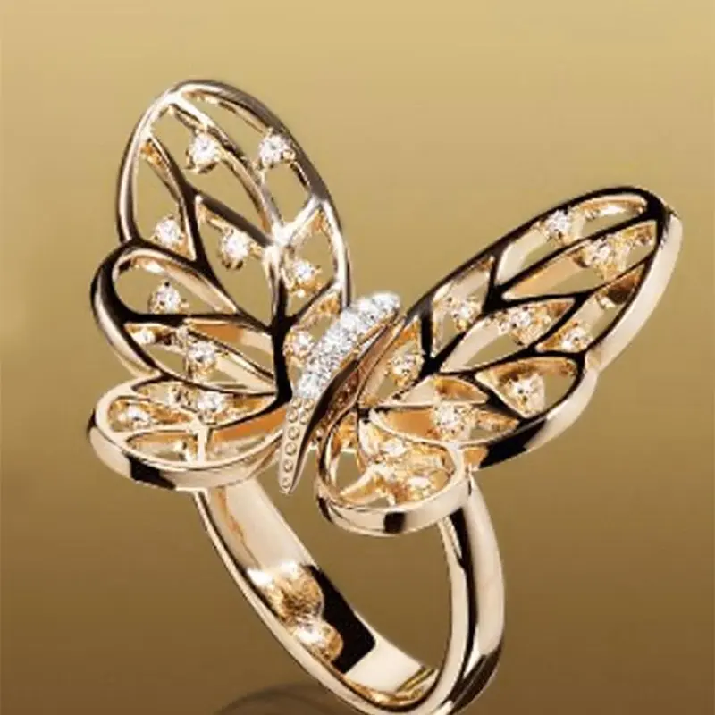 Fashion Butterfly Design Rhinestone Decor Cuff Ring, Elegant Rhinestone Ring, Wedding Engagement Bridal Jewelry Gift For Women, Daily Clothing Decoration, Beautiful Rings, Fashionable Jewelry