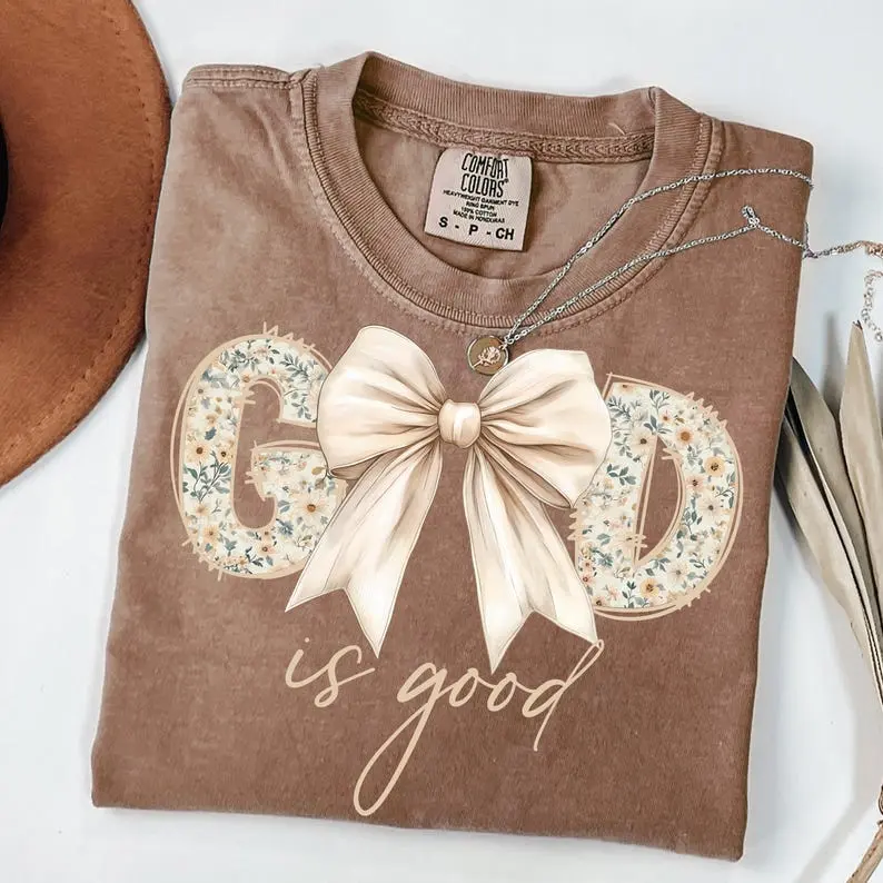 Comfort Colors God Is Good Floral Letters TShirt, Christian Easter Flower Tee, Bible Verse Spring Wildflower Aesthetic Gift
