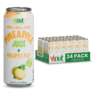 VINUT Natural Pineapple Juice Drink with Pulp 24-Pack 16.57 Fl Oz No Sugar Added All-Natural Premium Quality Fruit Beverage