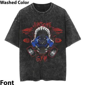 "JAWSOME GYM" Muscular Shark T-shirt, Anime T-Shirt, Workout T-Shirt, Gym T-Shirt, Pump Cover, Weightlifting T-Shirt, Manga Vintage Crewneck , Gift Menswear Top