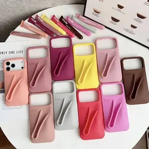 [Full Color] Trendy Rhode Phone Case With Lip Gloss For iPhone 11 12 13 14 15 16 17 Pro Max Protective Back Cover Portable Holder Travel Accessory Fashion Aesthetic Gift For Women